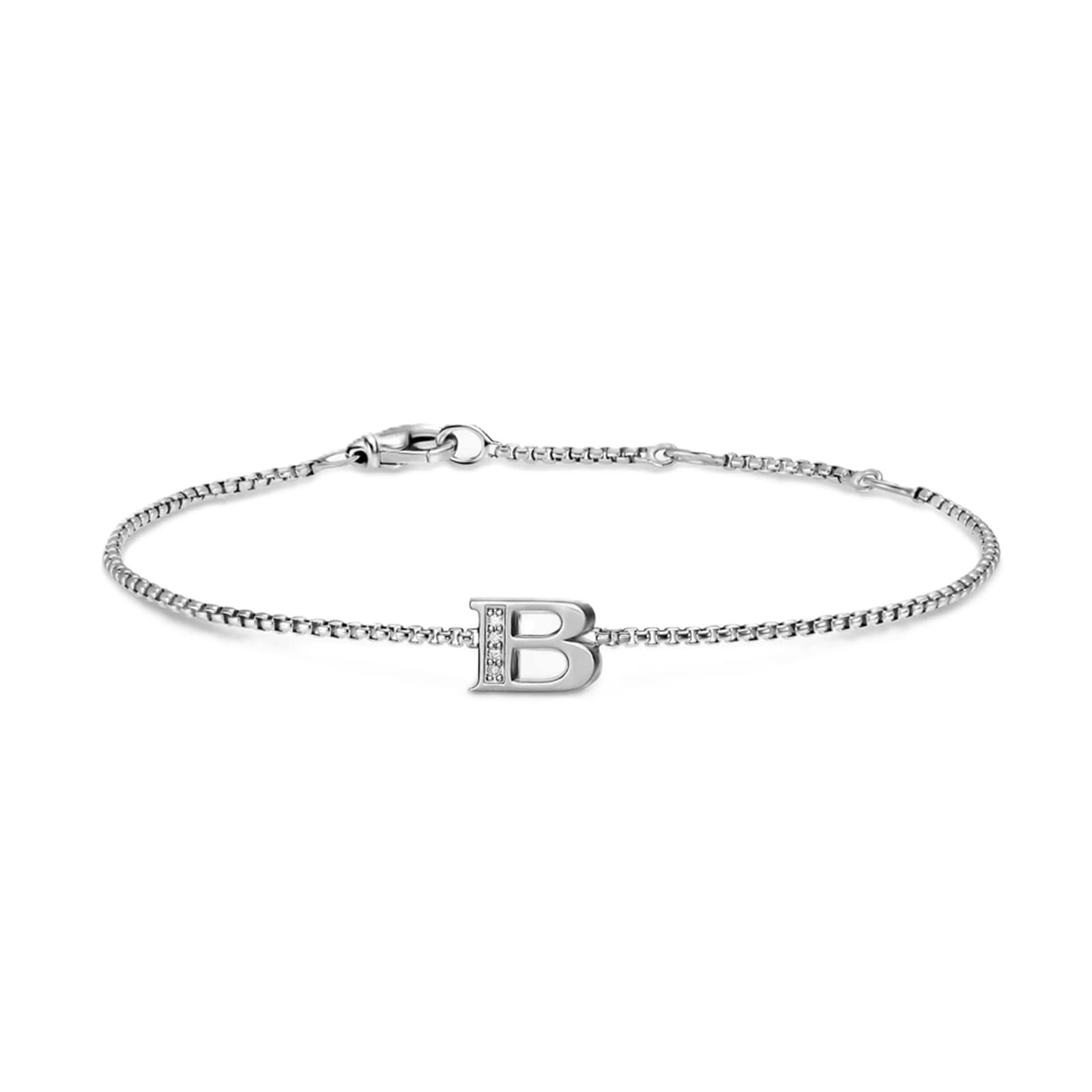 David Yurman Petite Intial B Chain Bracelet In Sterling Silver With Diamonds David Yurman Petite Intial B Chain Bracelet In Sterling Silver With Diamonds
