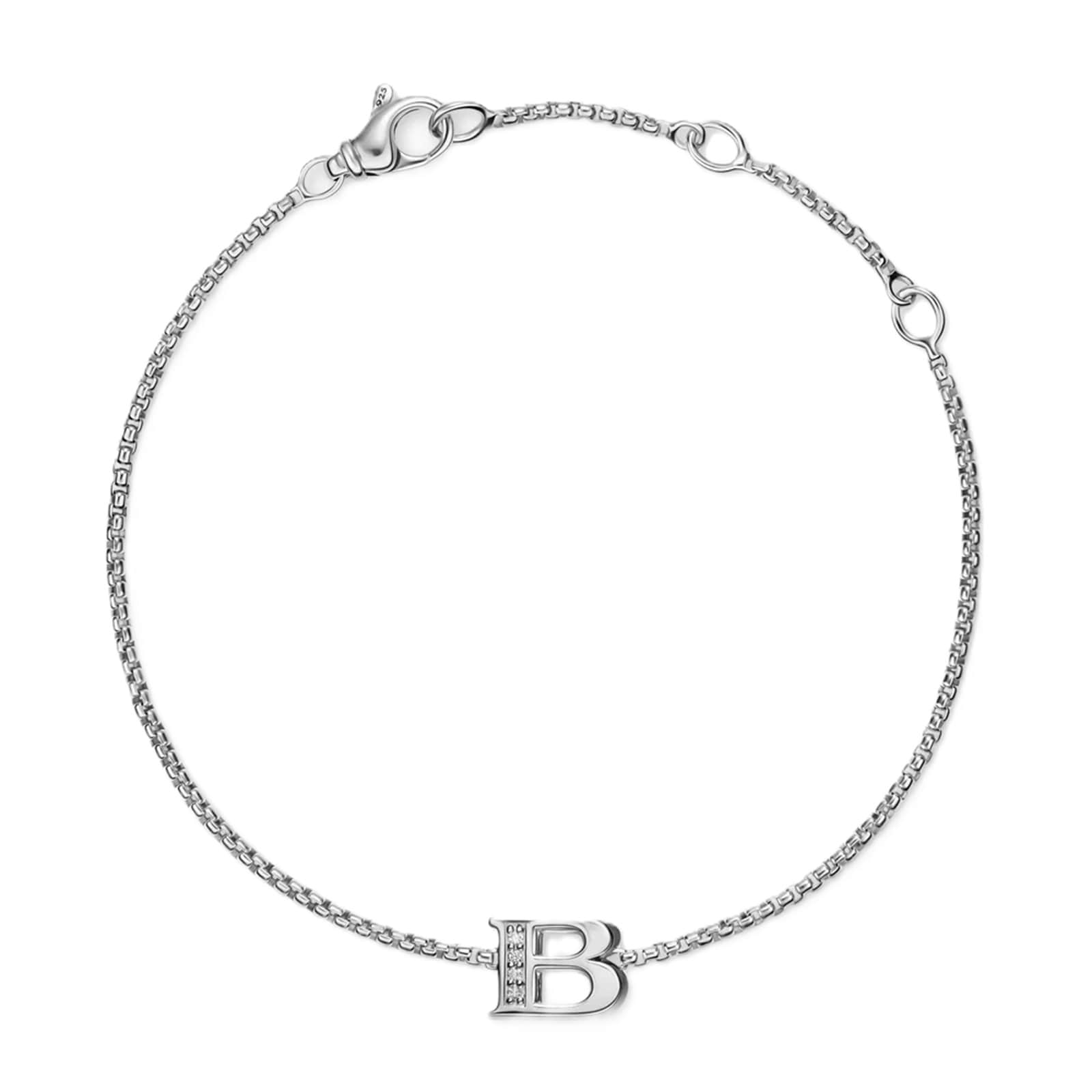 David Yurman Petite Intial B Chain Bracelet In Sterling Silver With Diamonds David Yurman Petite Intial B Chain Bracelet In Sterling Silver With Diamonds