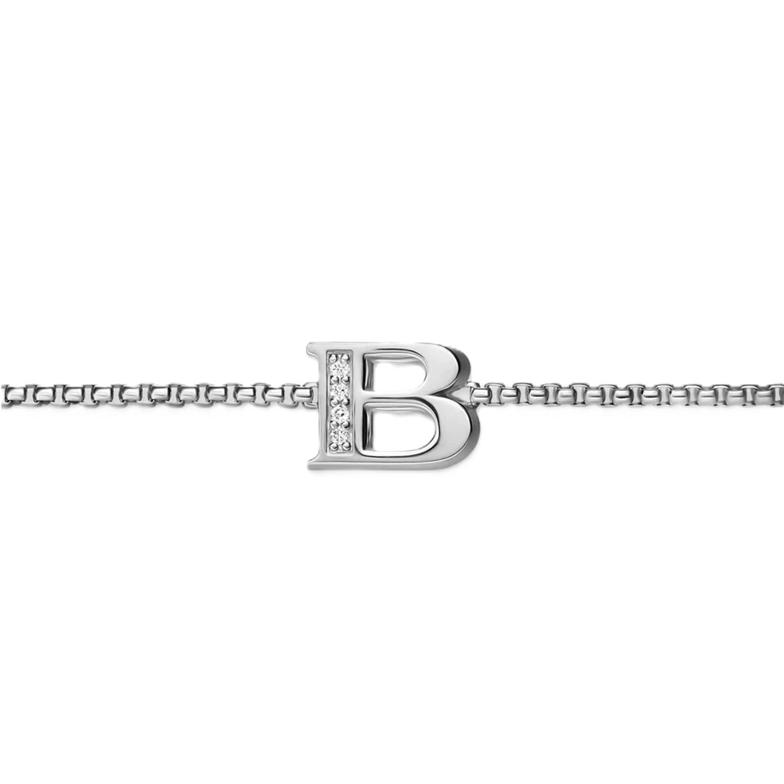 David Yurman Petite Intial B Chain Bracelet In Sterling Silver With Diamonds David Yurman Petite Intial B Chain Bracelet In Sterling Silver With Diamonds
