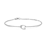 David Yurman Petite Intial G Chain Bracelet In Sterling Silver With Diamonds - Size Medium