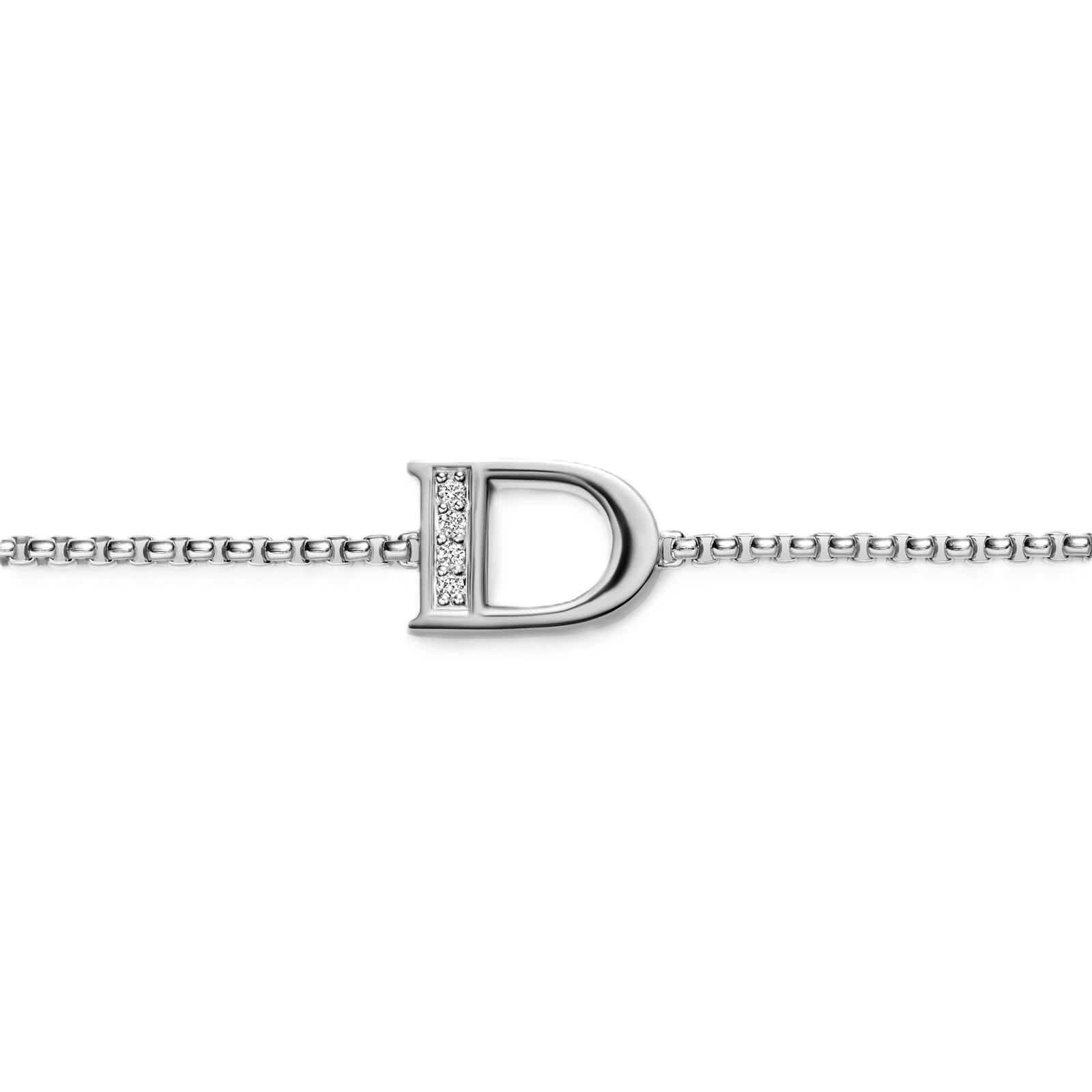 David Yurman Petite Intial D Chain Bracelet In Sterling Silver With Diamonds David Yurman Petite Intial D Chain Bracelet In Sterling Silver With Diamonds