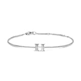 David Yurman Petite Intial H Chain Bracelet In Sterling Silver With Diamonds - Size Medium
