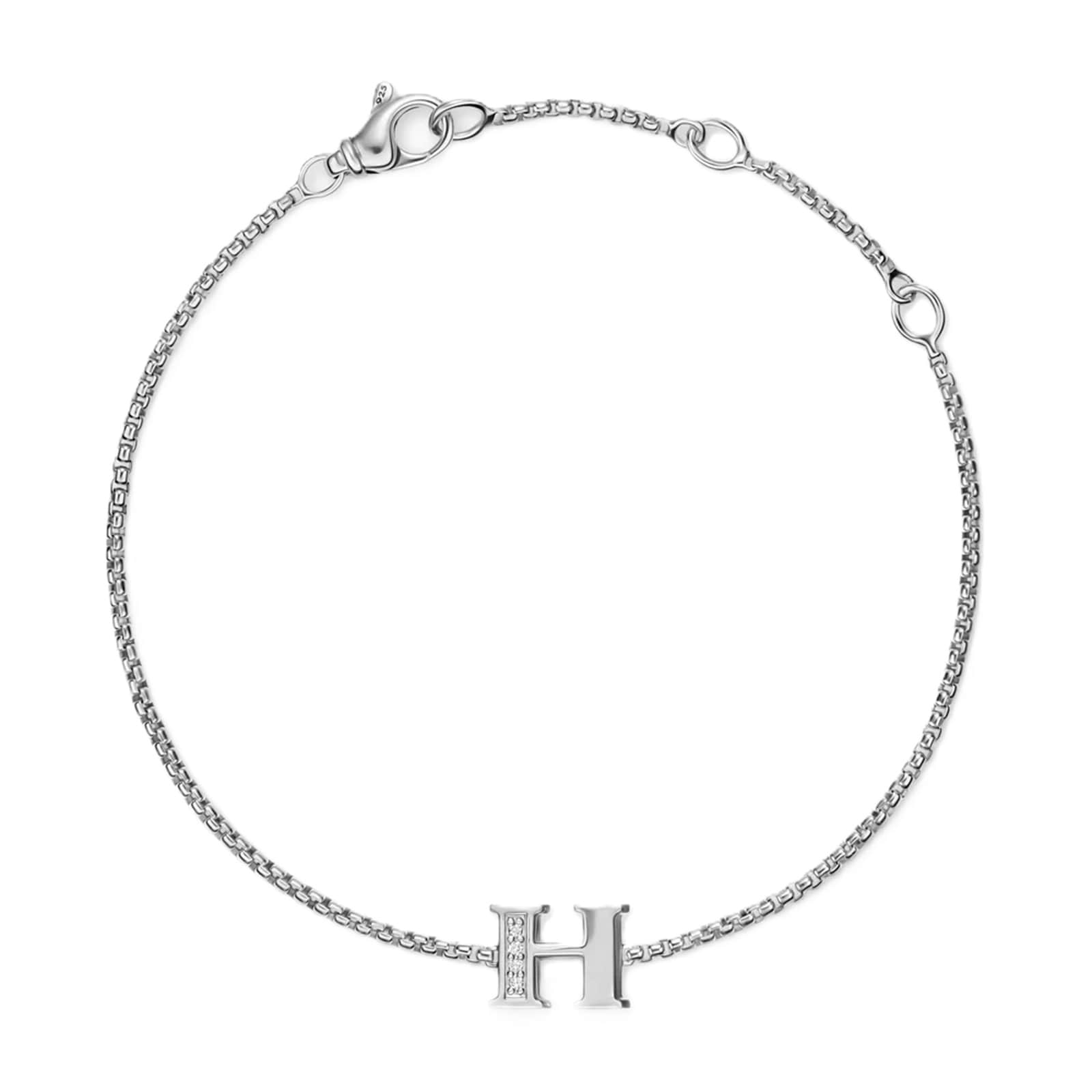 David Yurman Petite Intial H Chain Bracelet In Sterling Silver With Diamonds David Yurman Petite Intial H Chain Bracelet In Sterling Silver With Diamonds