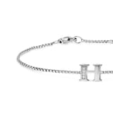 David Yurman Petite Intial H Chain Bracelet In Sterling Silver With Diamonds - Size Medium