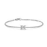 David Yurman Petite Intial K Chain Bracelet In Sterling Silver With Diamonds - Size Medium