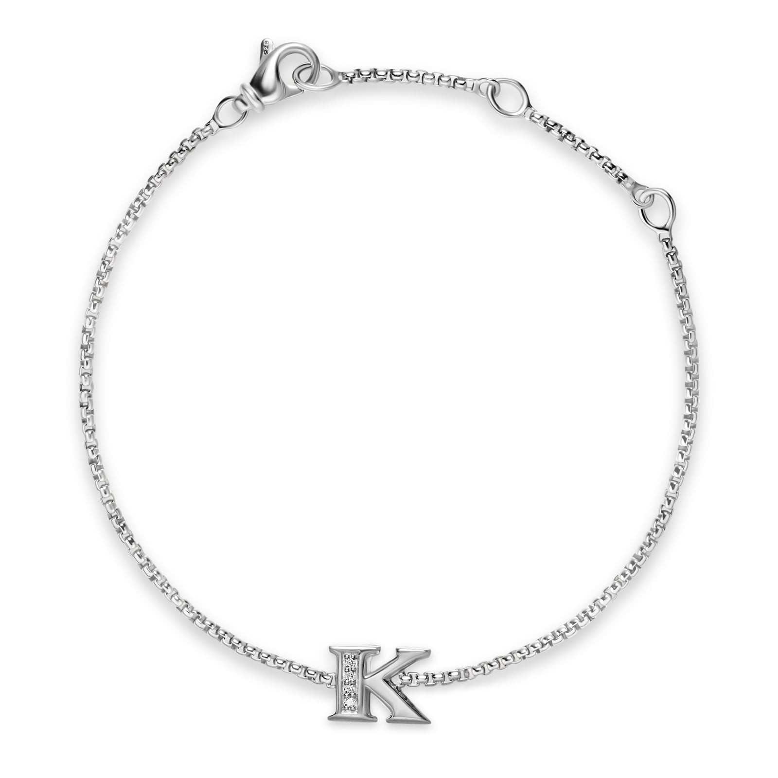 David Yurman Petite Intial K Chain Bracelet In Sterling Silver With Diamonds David Yurman Petite Intial K Chain Bracelet In Sterling Silver With Diamonds