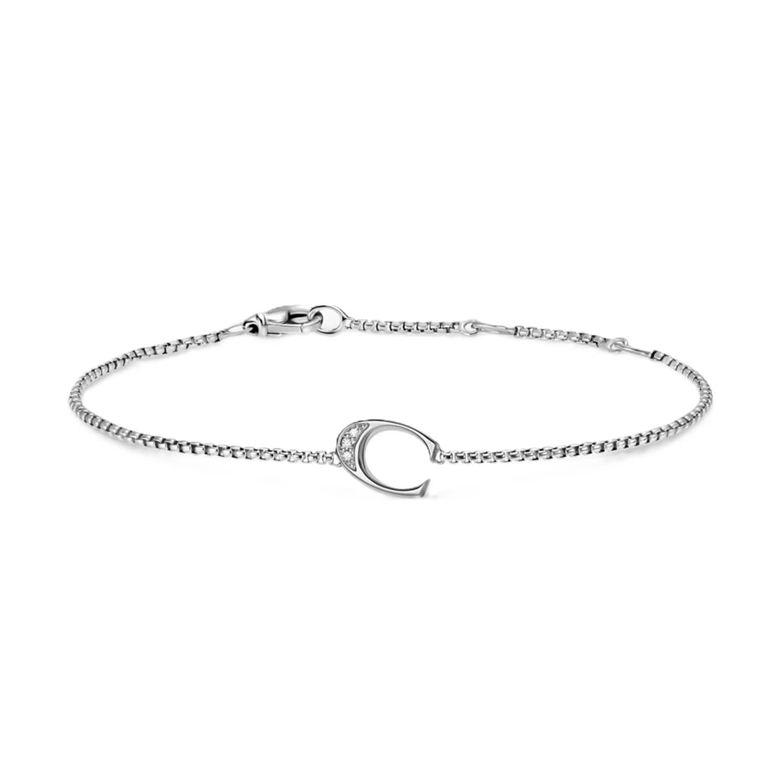 David Yurman Petite Intial C Chain Bracelet In Sterling Silver With Diamonds David Yurman Petite Intial C Chain Bracelet In Sterling Silver With Diamonds
