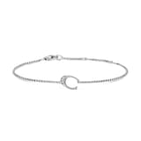 David Yurman Petite Intial C Chain Bracelet In Sterling Silver With Diamonds
