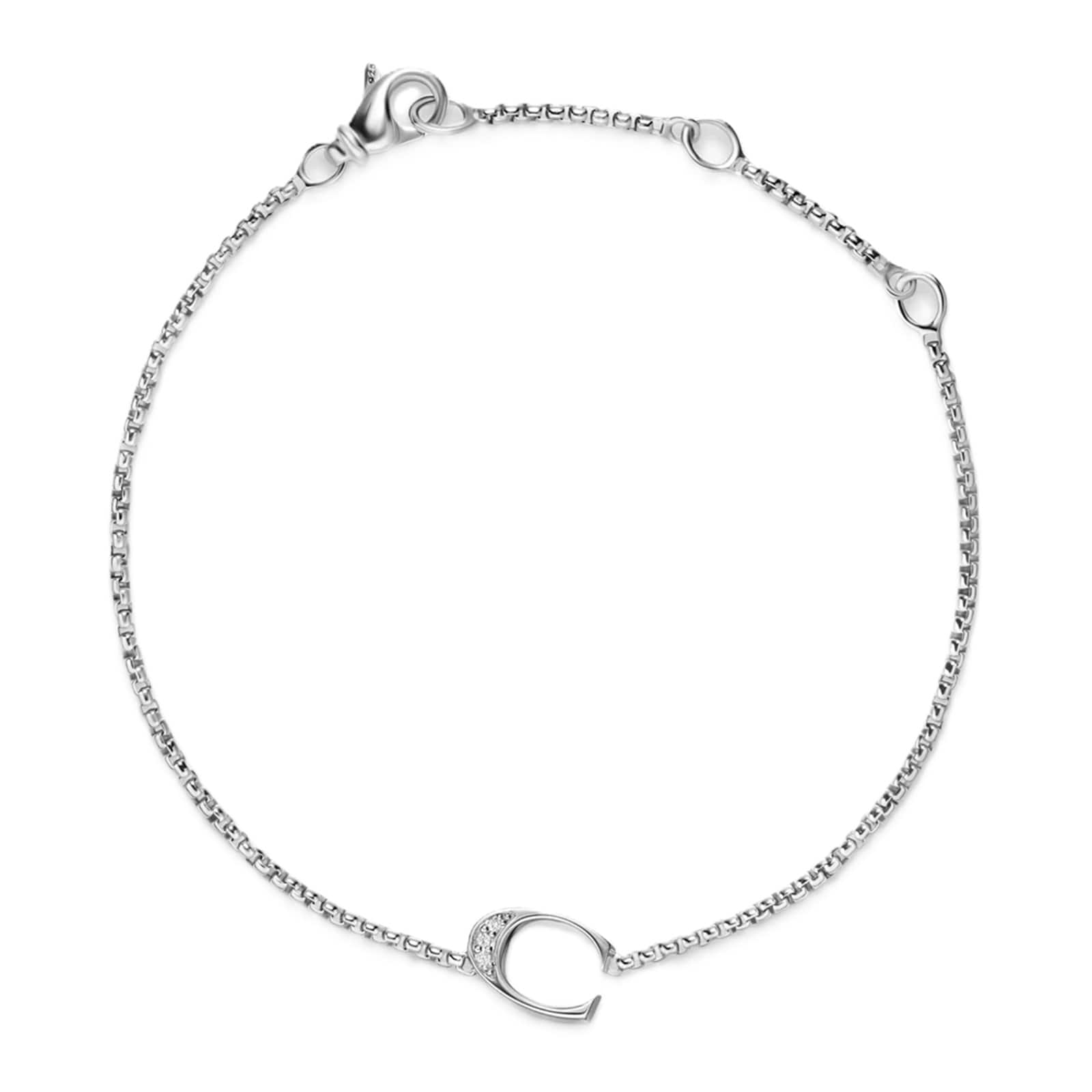 David Yurman Petite Intial C Chain Bracelet In Sterling Silver With Diamonds David Yurman Petite Intial C Chain Bracelet In Sterling Silver With Diamonds