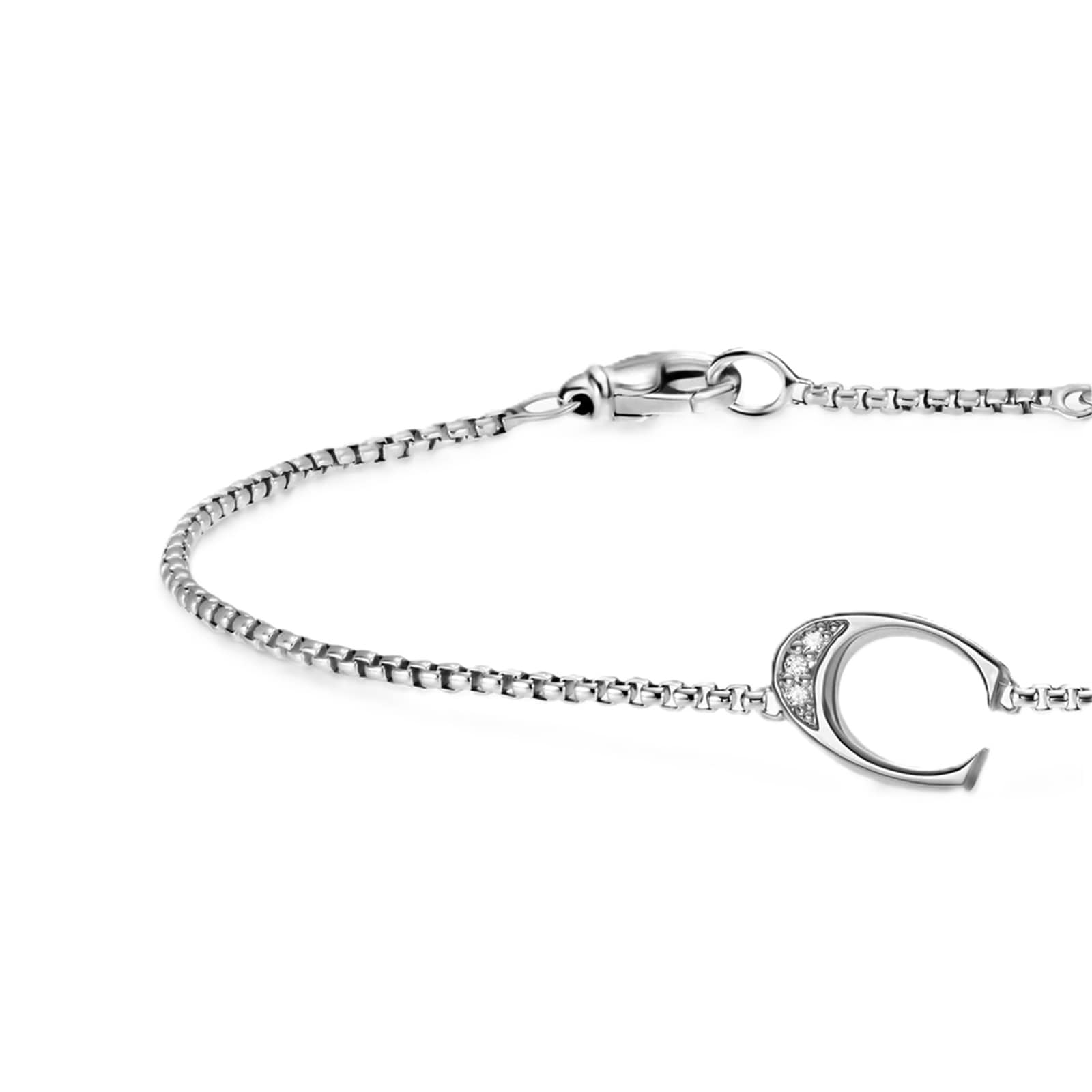 David Yurman Petite Intial C Chain Bracelet In Sterling Silver With Diamonds David Yurman Petite Intial C Chain Bracelet In Sterling Silver With Diamonds