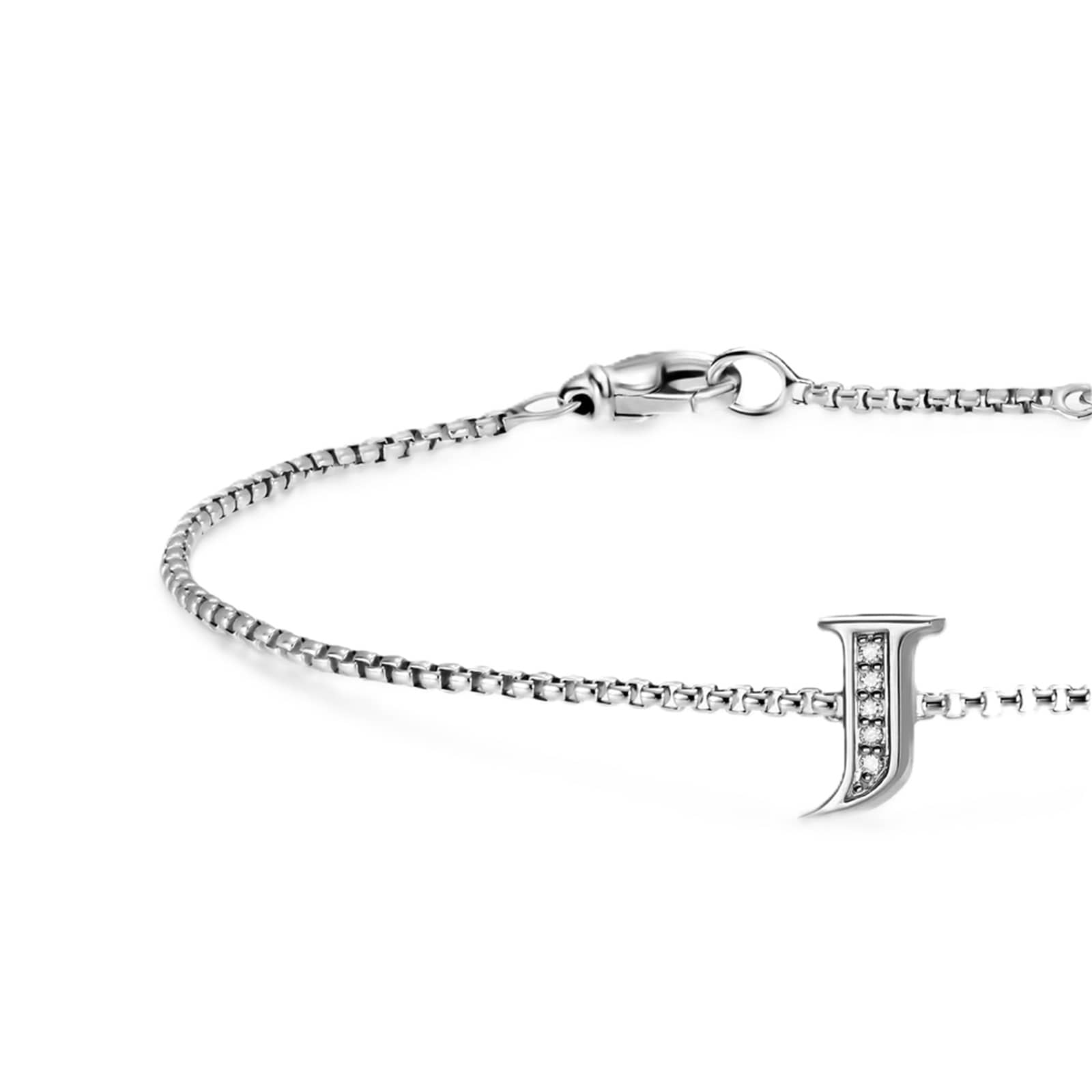 David Yurman Petite Intial J Chain Bracelet In Sterling Silver With Diamonds David Yurman Petite Intial J Chain Bracelet In Sterling Silver With Diamonds