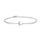 David Yurman Petite Intial L Chain Bracelet In Sterling Silver With Diamonds