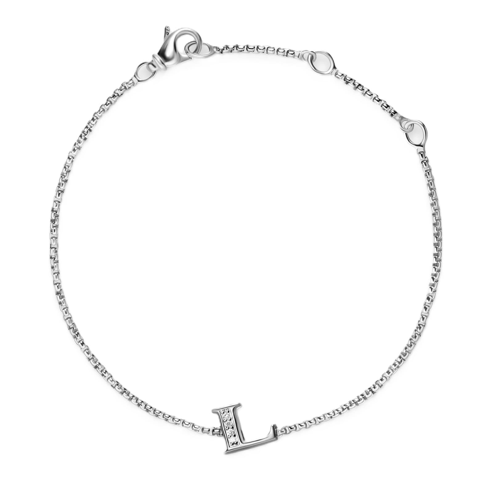 David Yurman Petite Intial L Chain Bracelet In Sterling Silver With Diamonds David Yurman Petite Intial L Chain Bracelet In Sterling Silver With Diamonds