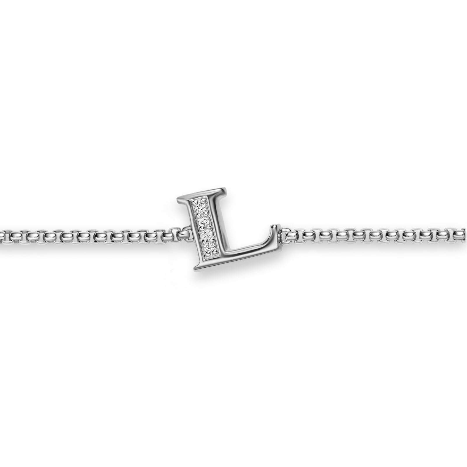 David Yurman Petite Intial L Chain Bracelet In Sterling Silver With Diamonds David Yurman Petite Intial L Chain Bracelet In Sterling Silver With Diamonds