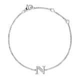 David Yurman Petite Intial N Chain Bracelet In Sterling Silver With Diamonds - Size Medium