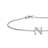 David Yurman Petite Intial N Chain Bracelet In Sterling Silver With Diamonds - Size Medium