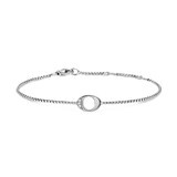 David Yurman Petite Intial O Chain Bracelet In Sterling Silver With Diamonds - Size Medium