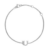 David Yurman Petite Intial U Chain Bracelet In Sterling Silver With Diamonds - Size Medium