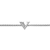 David Yurman Petite Intial V Chain Bracelet In Sterling Silver With Diamonds - Size Medium