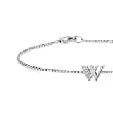 David Yurman Petite Intial W Chain Bracelet In Sterling Silver With Diamonds - Size Medium