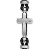 David Yurman Streamline® Cross Station Bracelet In Sterling Silver And Black Leather, 17mm