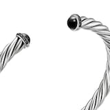 David Yurman Cable Cuff Bracelet In Sterling Silver With Black Onyx And Black Diamonds, 6mm - Size Small