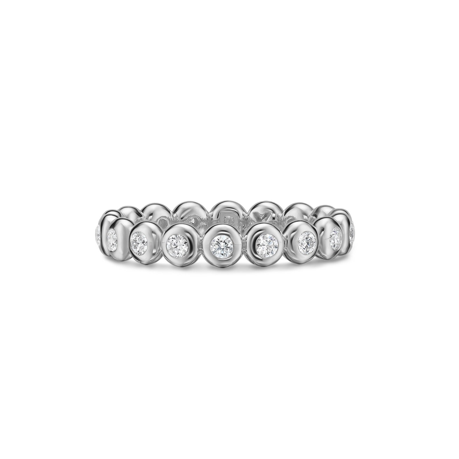 David Yurman Bezel Set Band Ring In Sterling Silver With Diamonds, 3.7mm David Yurman Bezel Set Band Ring In Sterling Silver With Diamonds, 3.7mm