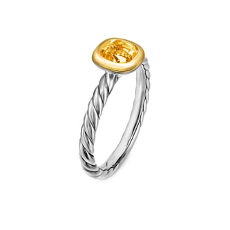 David Yurman DY Mercer® Colour Cable Ring In Sterling Silver with 14ct Yellow Gold And Citrine, 5.5mm David Yurman DY Mercer® Colour Cable Ring In Sterling Silver with 14ct Yellow Gold And Citrine, 5.5mm