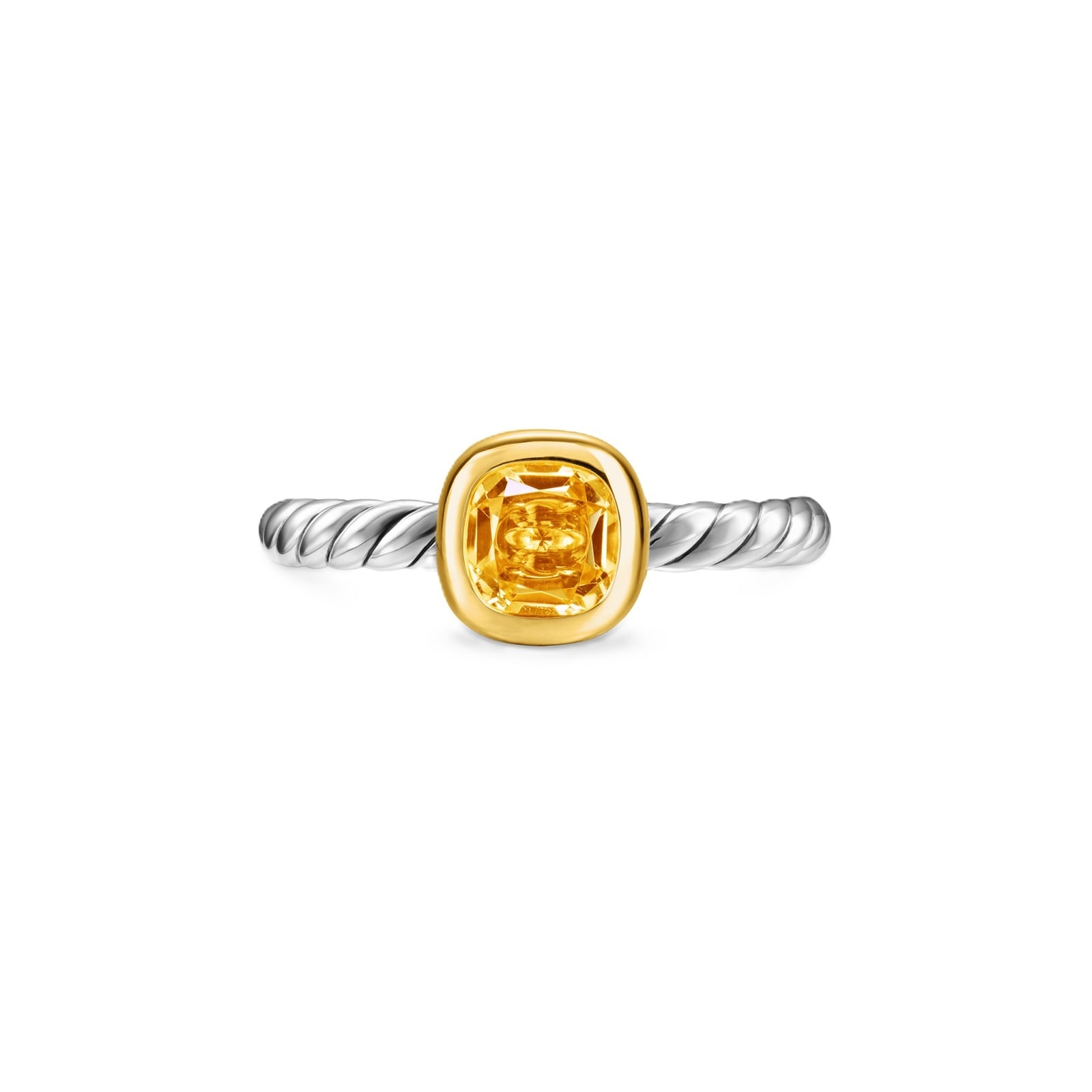David Yurman DY Mercer® Colour Cable Ring In Sterling Silver with 14ct Yellow Gold And Citrine, 5.5mm David Yurman DY Mercer® Colour Cable Ring In Sterling Silver with 14ct Yellow Gold And Citrine, 5.5mm