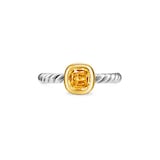 David Yurman DY Mercer® Colour Cable Ring In Sterling Silver with 14ct Yellow Gold And Citrine, 5.5mm