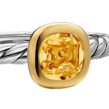David Yurman DY Mercer® Colour Cable Ring In Sterling Silver with 14ct Yellow Gold And Citrine, 5.5mm