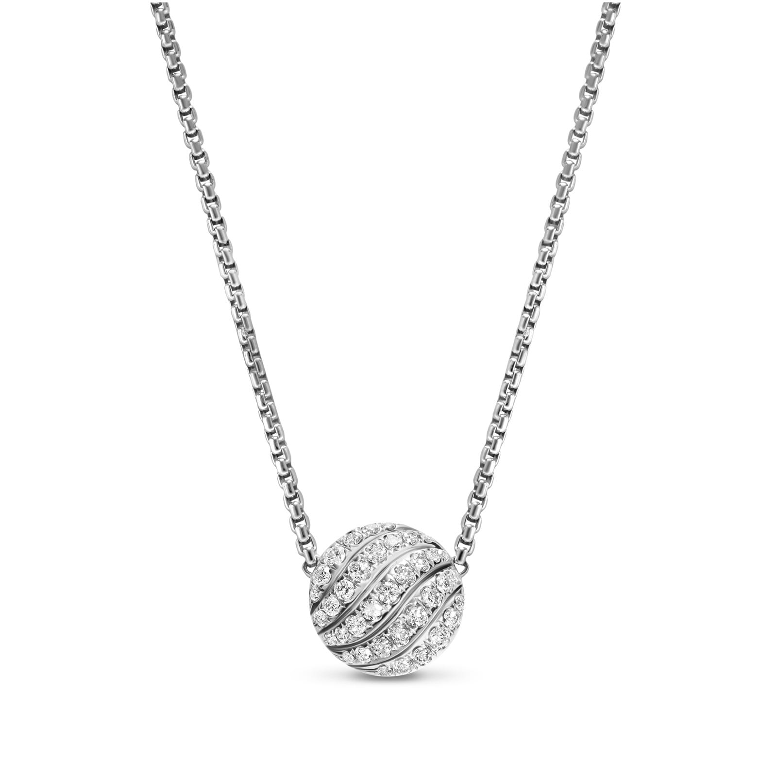 David Yurman Sculpted Cable Pendant Necklace In Sterling Silver With Diamonds, 10mm - 18 Inches