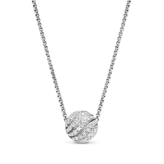 David Yurman Sculpted Cable Pendant Necklace In Sterling Silver With Diamonds, 10mm - 18 Inches David Yurman Sculpted Cable Pendant Necklace In Sterling Silver With Diamonds, 10mm - 18 Inches