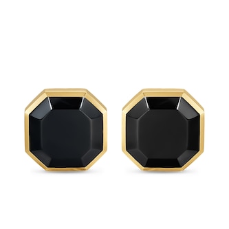 David Yurman Streamline® Cufflinks In Sterling Silver With 14ct Yellow Gold And Black Onyx, 15mm
