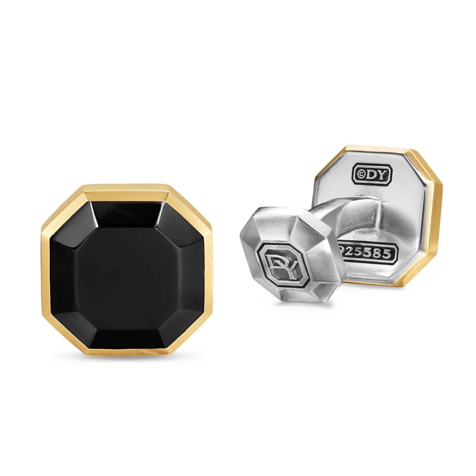 David Yurman Streamline® Cufflinks In Sterling Silver With 14ct Yellow Gold And Black Onyx, 15mm David Yurman Streamline® Cufflinks In Sterling Silver With 14ct Yellow Gold And Black Onyx, 15mm