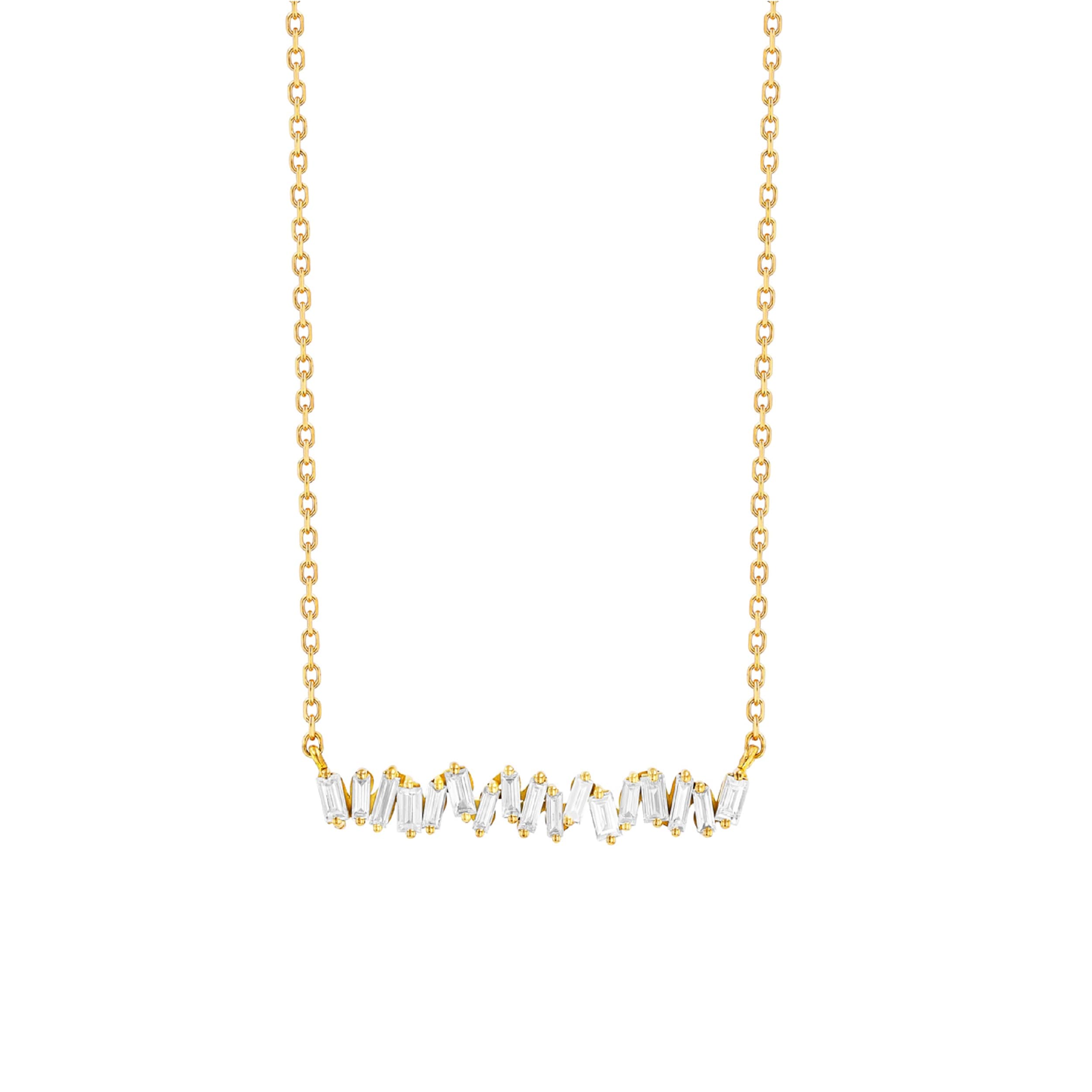 18ct Yellow Gold 0.30cttw Diamond Baguette Firework Necklace