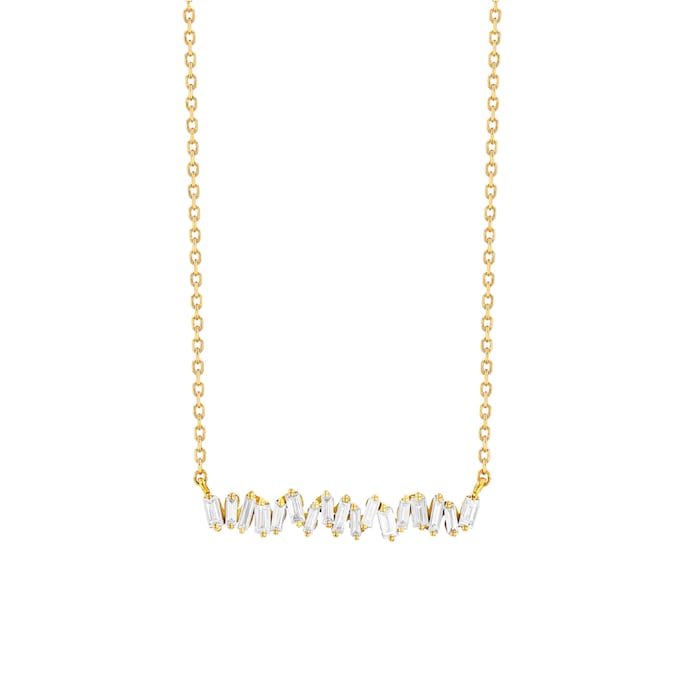 Suzanne Kalan 18ct Yellow Gold 0.30cttw Diamond Baguette Firework Necklace