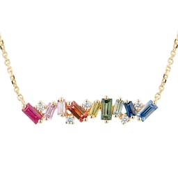 37370150 - 18ct Yellow Gold 0.10ct Diamond 1.10ct Sapphire Necklace