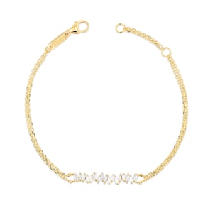 Suzanne Kalan 18ct Yellow Gold 0.30ct Diamond Baguette Cut Bracelet