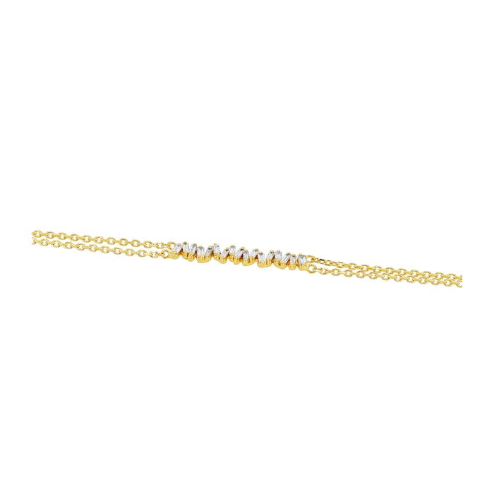 Suzanne Kalan 18ct Yellow Gold 0.30ct Diamond Baguette Cut Bracelet