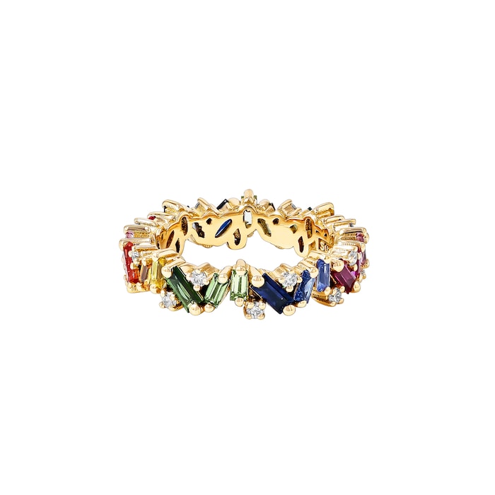 Suzanne Kalan 18ct Yellow Gold Rainbow Sapphire & 0.27cttw Diamond Eternity Ring