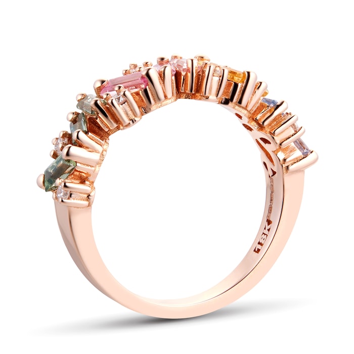 Suzanne Kalan 18ct Rose Gold Pastel Sapphire & 0.14cttw Diamond Half  Eternity Ring