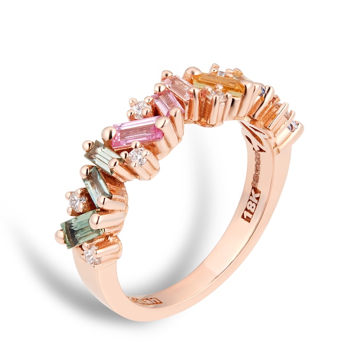 Suzanne Kalan 18ct Rose Gold Pastel Sapphire & 0.14cttw Diamond Half  Eternity Ring