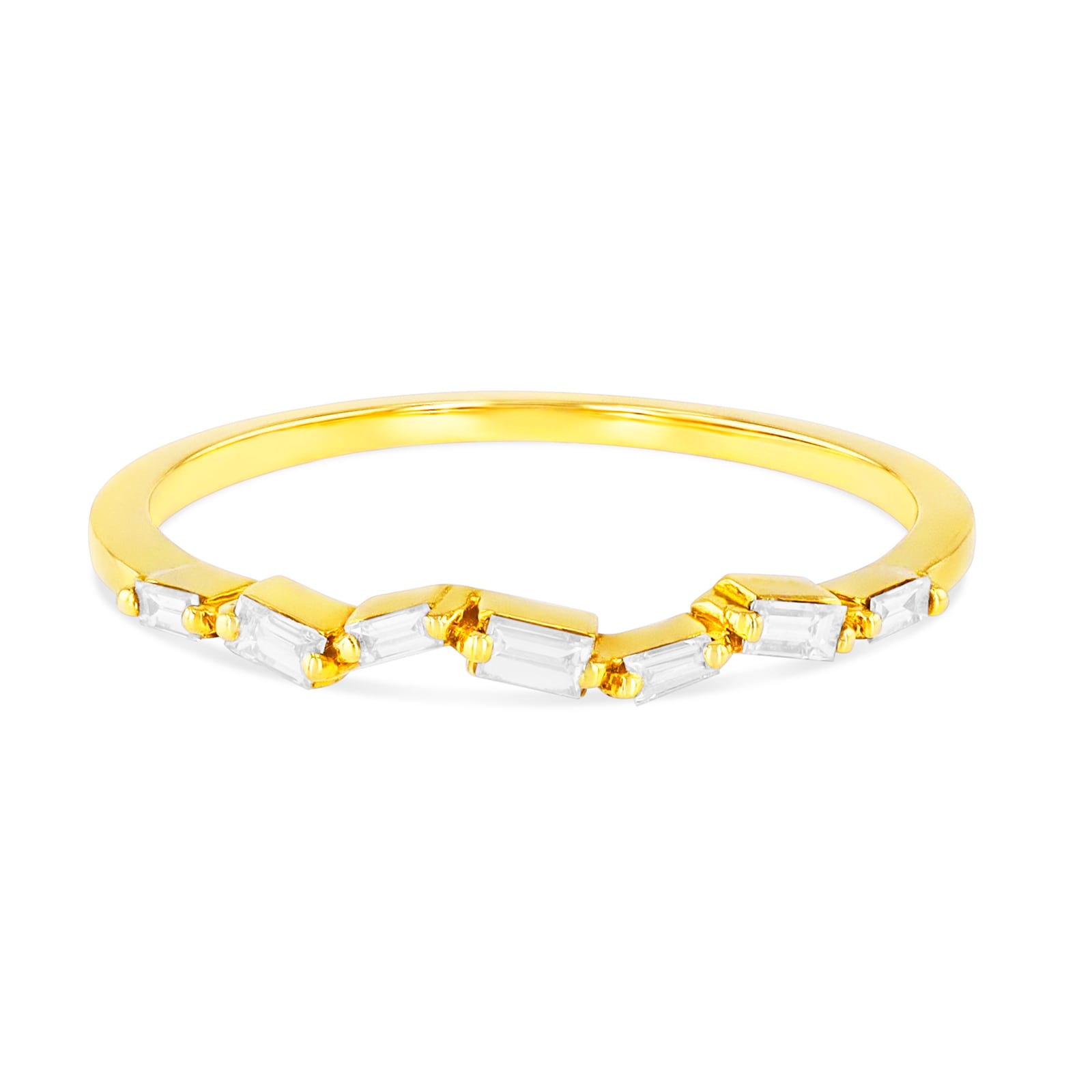 Suzanne Kalan 18ct Yellow Gold 0.18ct Baguette Diamond Thin Band