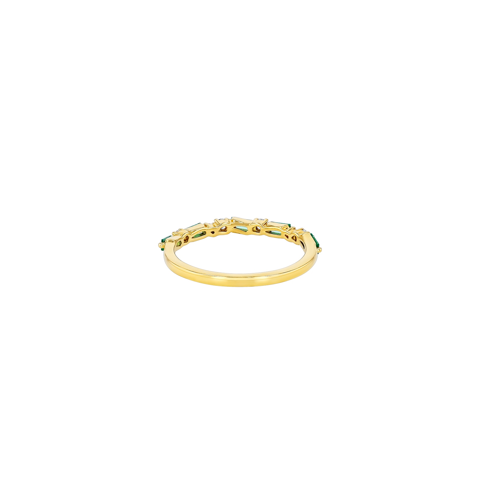 Suzanne Kalan 18ct Yellow Gold Emerald & 0.14cttw Diamond Half Eternity Ring