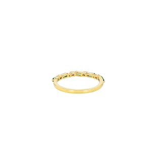Suzanne Kalan 18ct Yellow Gold Emerald & 0.14cttw Diamond Half Eternity Ring