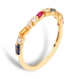 Suzanne Kalan 18ct Yellow Gold Rainbow Sapphire & Diamond Half Eternity Band - Ring L