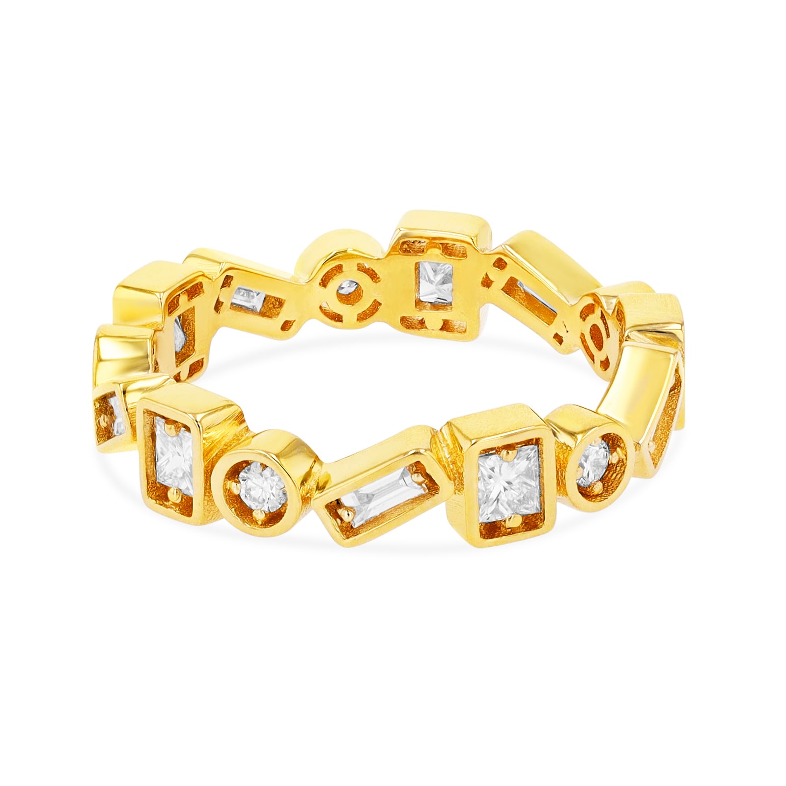 18ct Yellow Gold 0.33ct Baguette Diamond Stacker Ring - Ring L