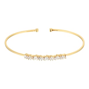 Suzanne Kalan 18ct Yellow Gold 0.40ct Diamond Baguette Cut 4mm Cuff