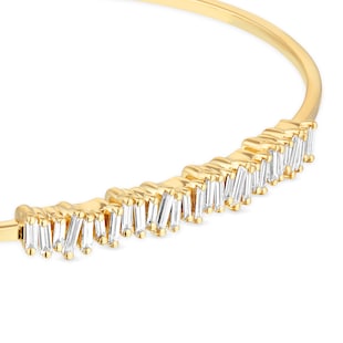 Suzanne Kalan 18ct Yellow Gold 0.40ct Diamond Baguette Cut 4mm Cuff